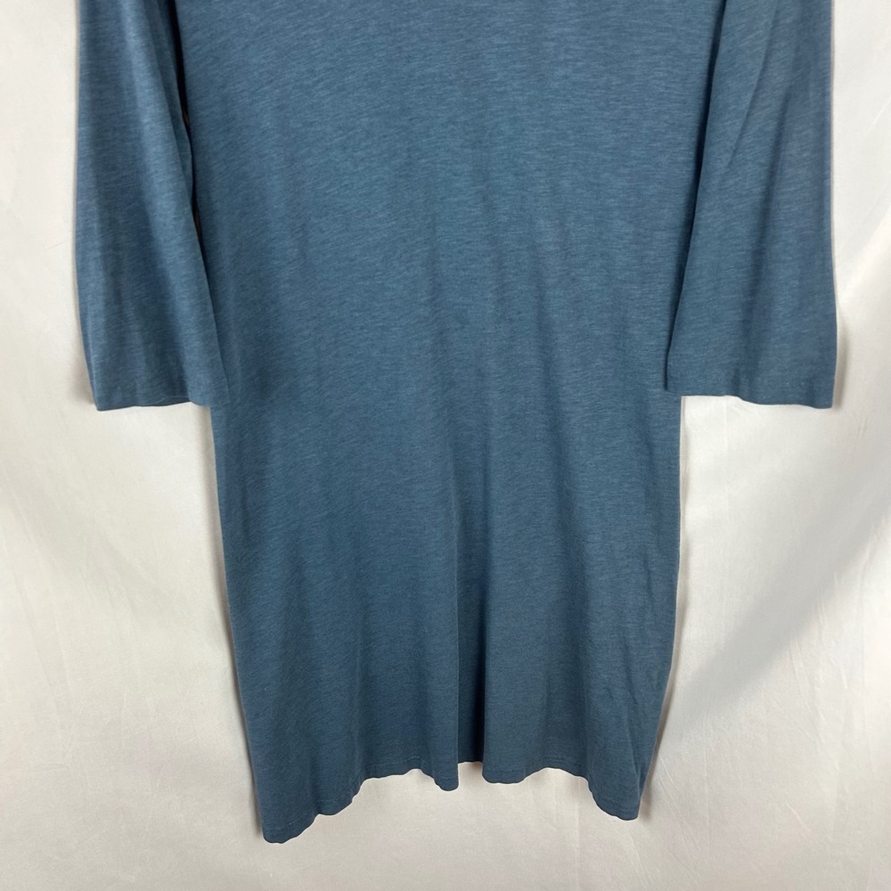 Garnet Hill Slate Blue Cotton Blend Pleated Scoop Neck 3/4 Sleeve Dress Small - Picture 7 of 8